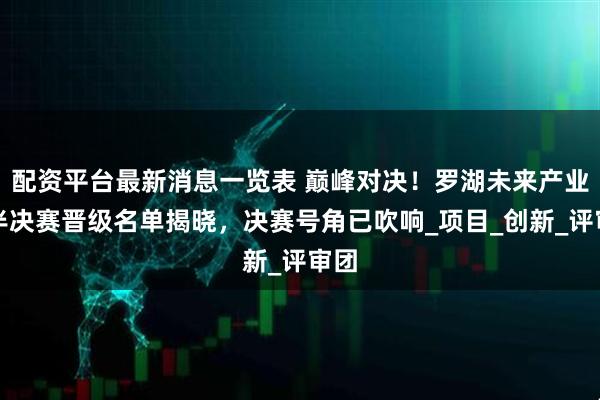 配资平台最新消息一览表 巅峰对决！罗湖未来产业赛半决赛晋级名单揭晓，决赛号角已吹响_项目_创新_评审团